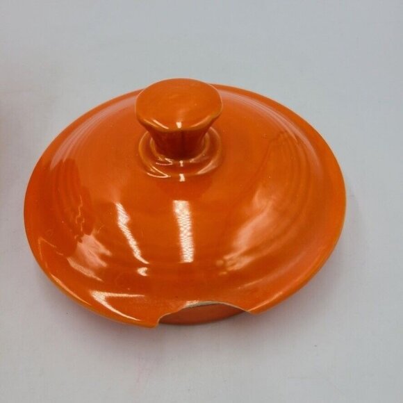 Mid Century Modern Orange Teapot Fiesta Ceramic Porcelain Top Handle Spout - Picture 10 of 10